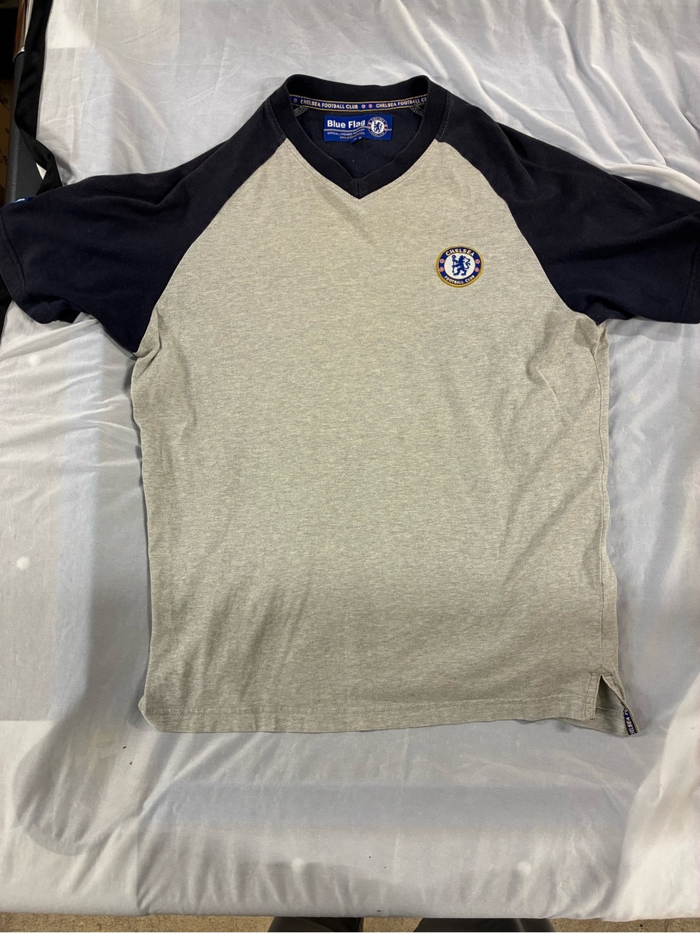 Chelsea Football Club Large Short Sleeve 2 Tone T Shirt by Blue Flag